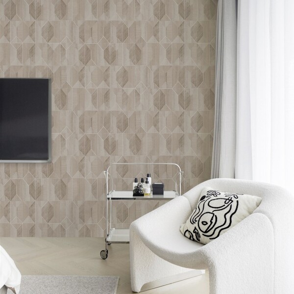 Papel De Parede Edantex Avalon 2 - Geométrico Marrom Claro (l