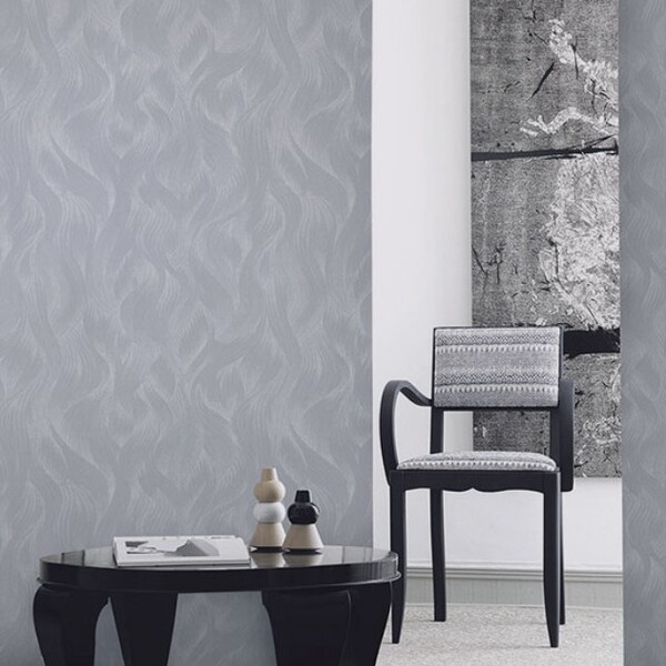 Papel De Parede Edantex Unique - Ondas Cinza Azulado (leve Br