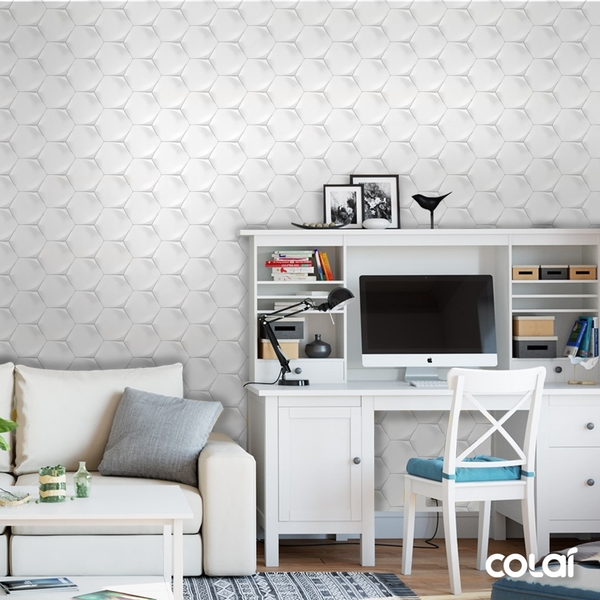 Papel De Parede Efeito Gesso 3d Geométrico Colmeia 2 12m