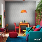 Papel De Parede Efeito Gesso 3d Geométrico Fio Gold 18m