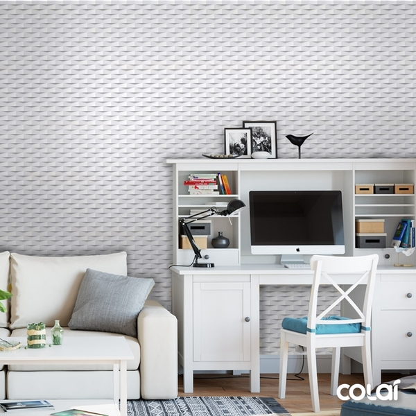 Papel De Parede Efeito Gesso 3d Geométrico Trama Cesta 9m