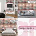 Papel De Parede Efeito Madeira Clara Demolição Colorida 15m