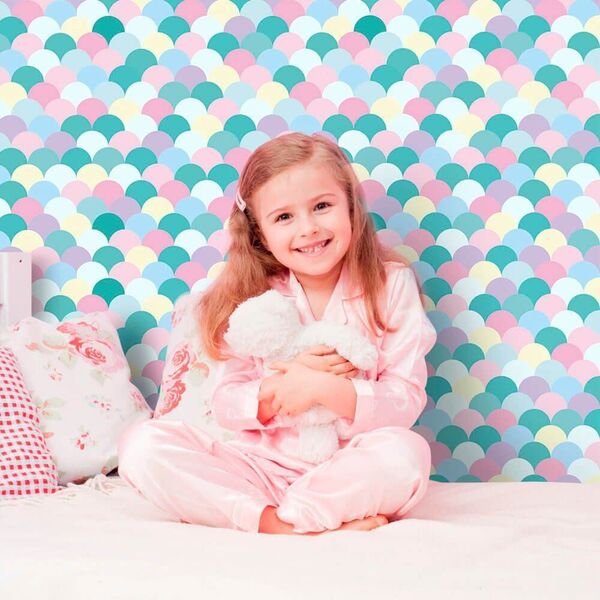 Papel De Parede Escamas Unicórnio - 0 50 X 2 50 Metros