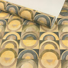 Papel De Parede Estampado Geométrico Bege E Cinza