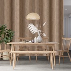 Papel De Parede Estilo Madeira Jatobá Claro Ripado Fino 3m