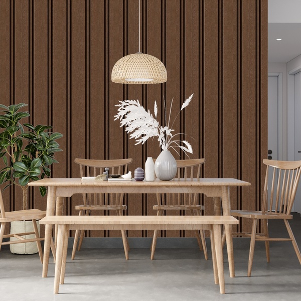 Papel De Parede Estilo Palete De Madeira Peroba Escuro 18m