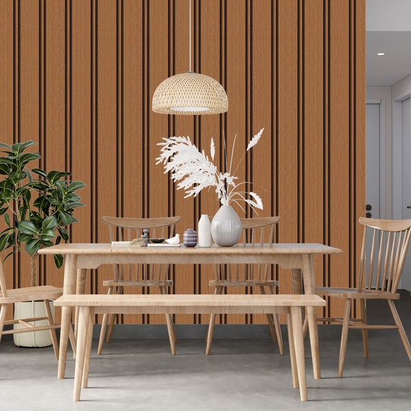 Papel De Parede Estilo Ripado De Madeira Pinus Escura 9m