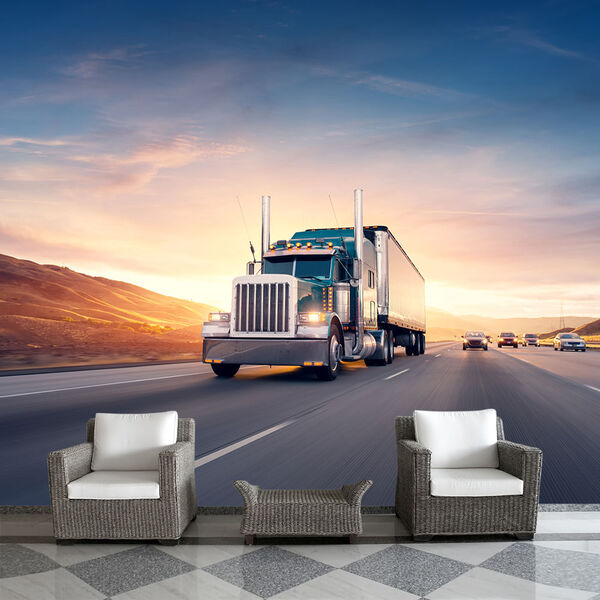 Papel De Parede Estrada Caminhão Logistica Sala Adesivo - 149