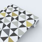 Papel De Parede Europeu Amarelo Geométrico Triângulos Sala 4m²