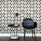 Papel De Parede Europeu Amarelo Geométrico Triângulos Sala 4m²