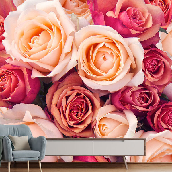 Papel De Parede Flor Rosa Floral Rosas Natureza Sala Adesivo