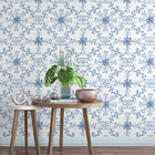 Papel De Parede Floral Adesivo Fundo Branco Com Detalhes Em T