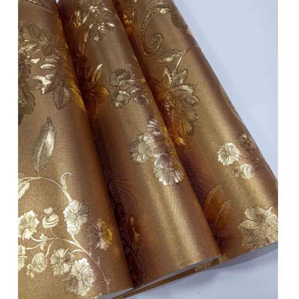 Papel De Parede Floral Flores-italiano-tons Dourado  Ouro