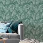 Papel De Parede Floral Jardim Verde Adesivo Lavável 12m