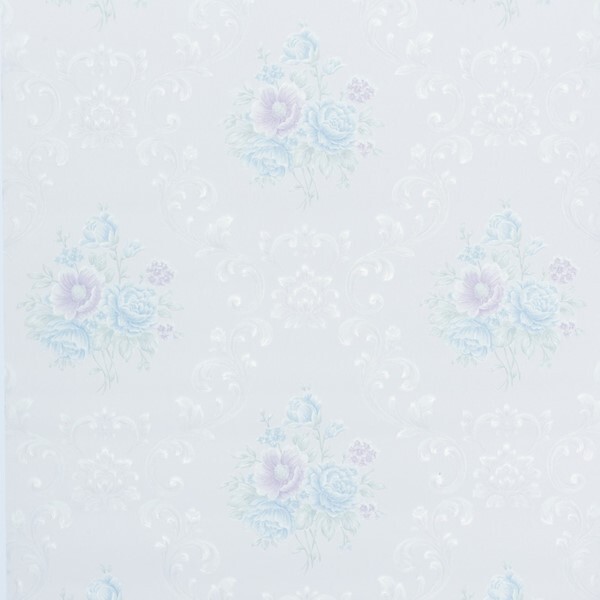 Papel De Parede Floral Lilás E Azul