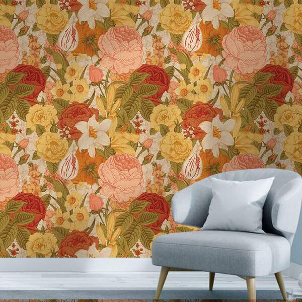 Papel De Parede Floral Modelo - 277-60x300cm