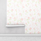 Papel De Parede Floral Romance Com Fundo Branco E Flores Rosa