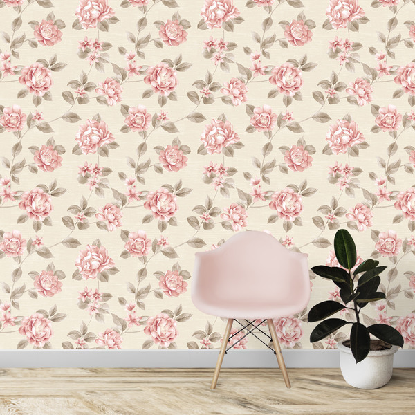 Papel De Parede Floral Rosa Com Detalhes No Fundo 2,50m