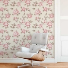 Papel De Parede Flores Floral Em Tons Bege Cinza E Rosa