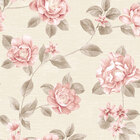 Papel De Parede Flores Floral Em Tons Bege Cinza E Rosa