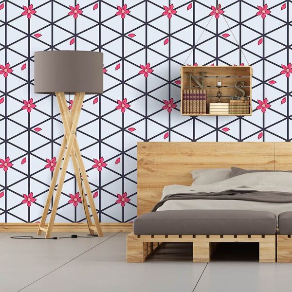 Papel De Parede Flores Na Grade - 0 50 X 3 00 Metros