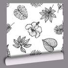 Papel De Parede Flores Preto E Branco 01-60x300cm