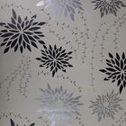 Papel De Parede Flores Preto E Prata Fundo Bege
