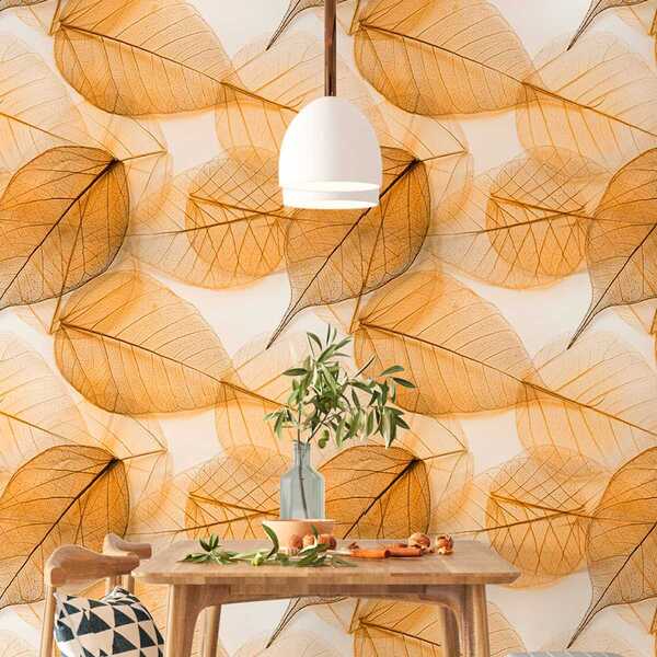 Papel De Parede Folha Dólar Marrom Claro Adesivo Lavável 12m