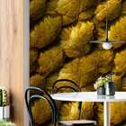 Papel De Parede Folha Seca Do Outono Dourada Lavável 12m