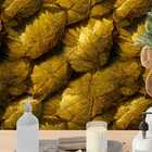 Papel De Parede Folha Seca Do Outono Dourada Lavável 12m