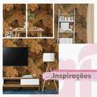 Papel De Parede Folha Secas Do Outono Marrom Lavável 10m