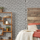 Papel De Parede Folhagem Preto E Branco 57x270cm