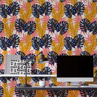 Papel De Parede Folhas Tropicais Azul E Amarelo-60x300cm