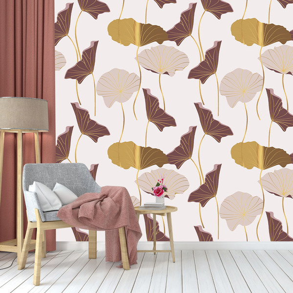 Papel De Parede Fores E Folhas Rosas