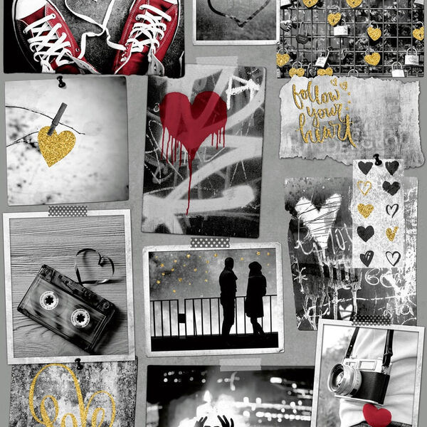 Papel De Parede Freestyle A103-02 Cinza - Rolo De 0 53cm X 10