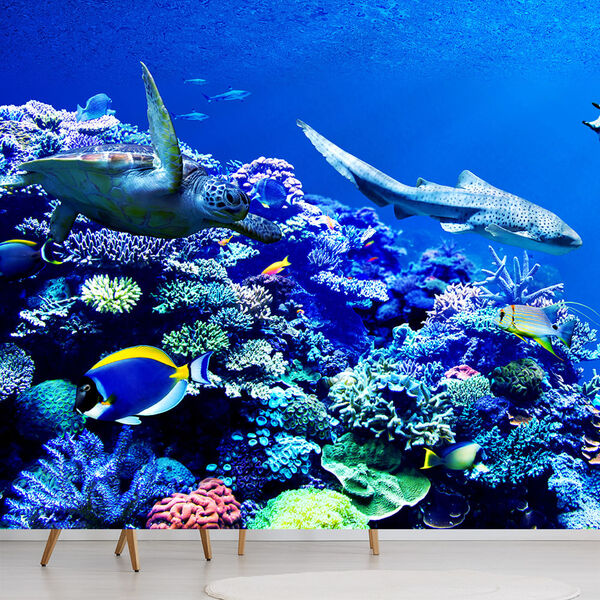 Papel De Parede Fundo Do Mar Natureza Peixes Sala Adesivo - 1