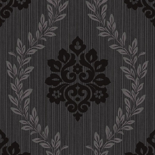 Papel De Parede Fusion Damask Grafite Preto - Rolo: 10m X 0,5