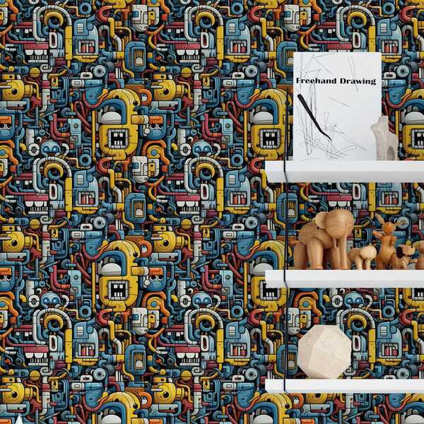 Papel De Parede Gamer 3d Arte Abstrata Auto Colante Colorida