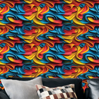 Papel De Parede Gamer 3d Arte Auto Adesiva Ondas Abstratas De