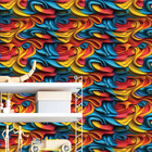 Papel De Parede Gamer 3d Arte Auto Adesiva Ondas Abstratas De