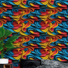 Papel De Parede Gamer 3d Arte Auto Adesiva Ondas Abstratas De