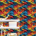 Papel De Parede Gamer 3d Arte Auto Adesiva Ondas Abstratas De