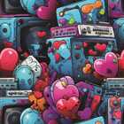 Papel De Parede Gamer 3d Arte Pintura Coraçao Rosa Estilo Gra