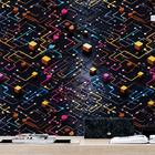 Papel De Parede Gamer 3d Gafite Auto Colante Efeito Pixel Tec