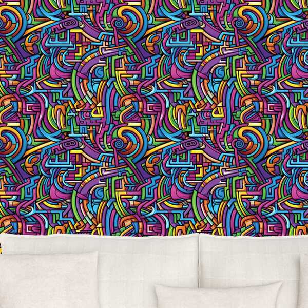 Papel De Parede Gamer 3d Grafite Moderno Arte Colorida Auto C