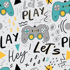 Papel De Parede Gamer Controles Bora Jogar Fundo Claro 3,50m