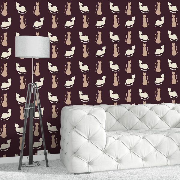 Papel De Parede Gatos - 0 50 X 3 00 Metros