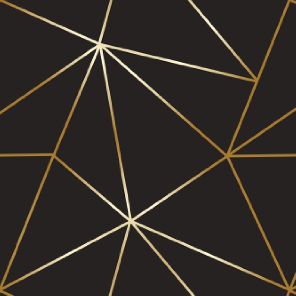 Papel De Parede Geométrico  Negro Fio Gold Auto Colante 12m