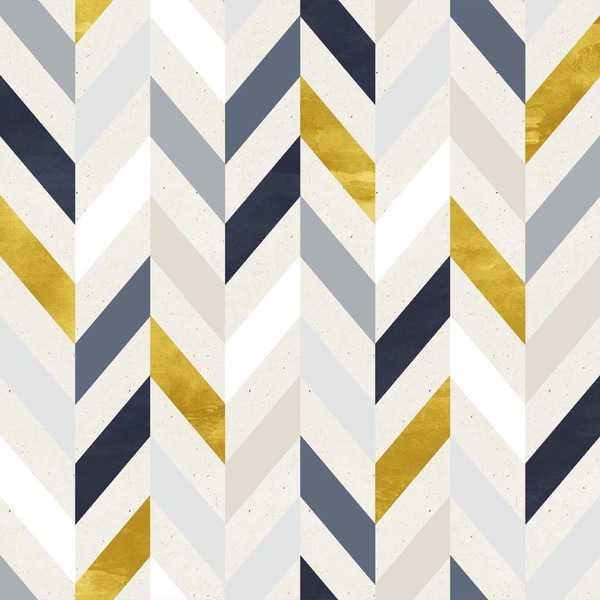 Papel De Parede Geométrico Azul E Dourado