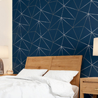 Papel De Parede Geométrico Azul Petróleo Auto Colante 3m